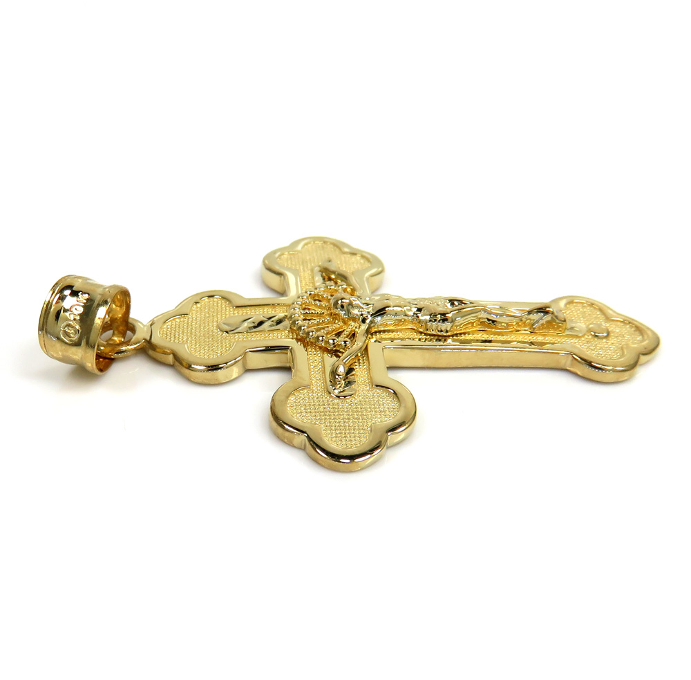 10k yellow gold medium hanging jesus cross pendant 