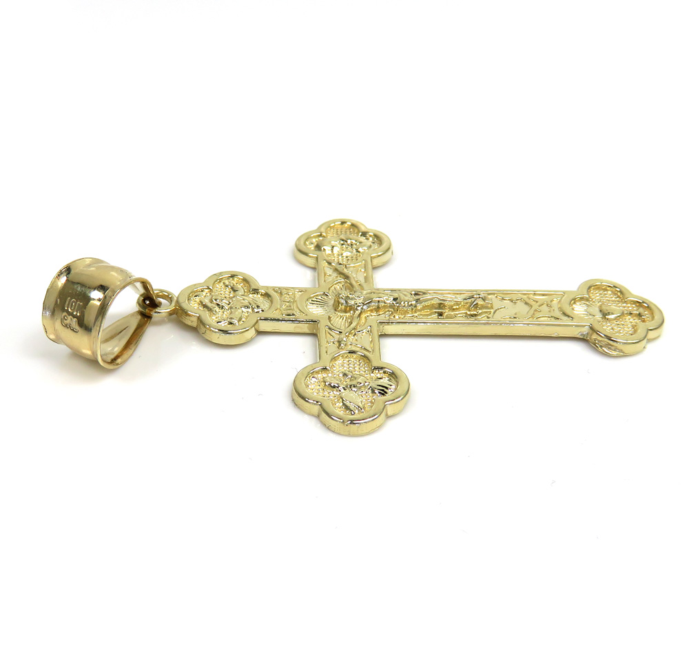 10k yellow gold fancy jesus cross pendant 