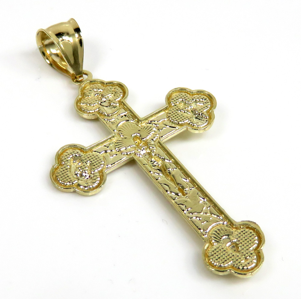10k yellow gold fancy jesus cross pendant - Image 4
