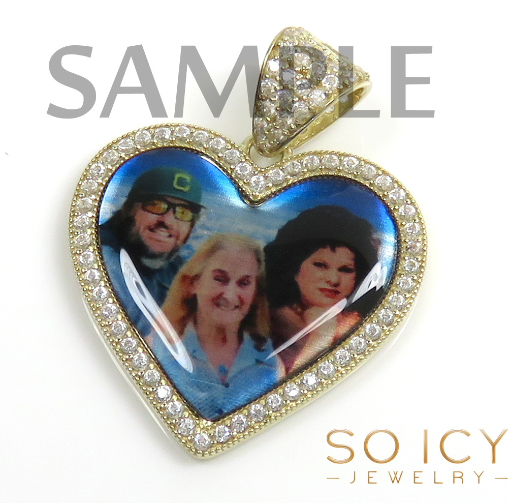 14k gold medium cz heart picture pendant  - Image 6
