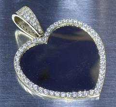 14k gold medium cz heart picture pendant 