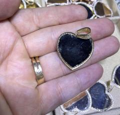 14k gold medium cz heart picture pendant 