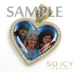 14k gold medium cz heart picture pendant 
