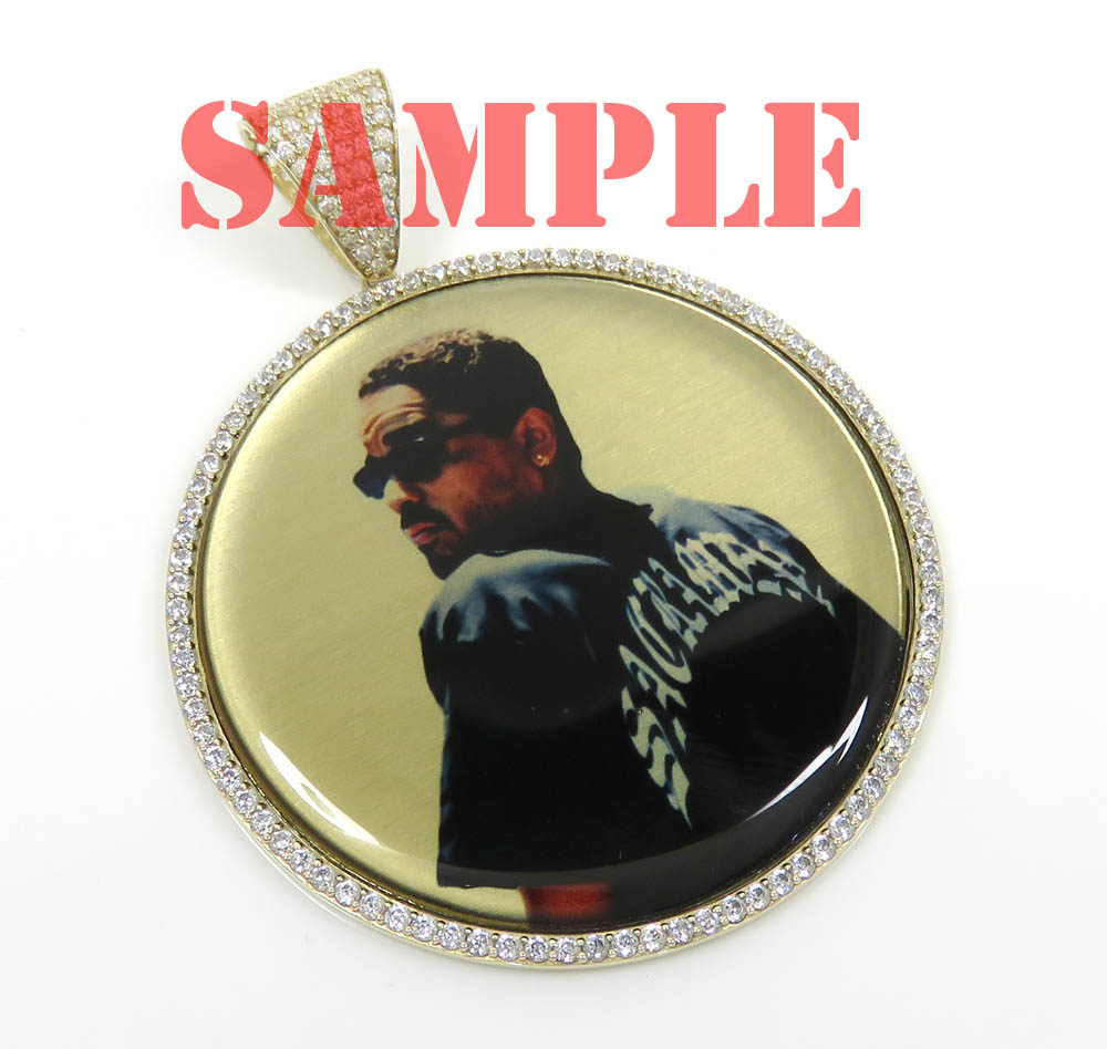 14k yellow gold xl cz picture pendant - Image 4
