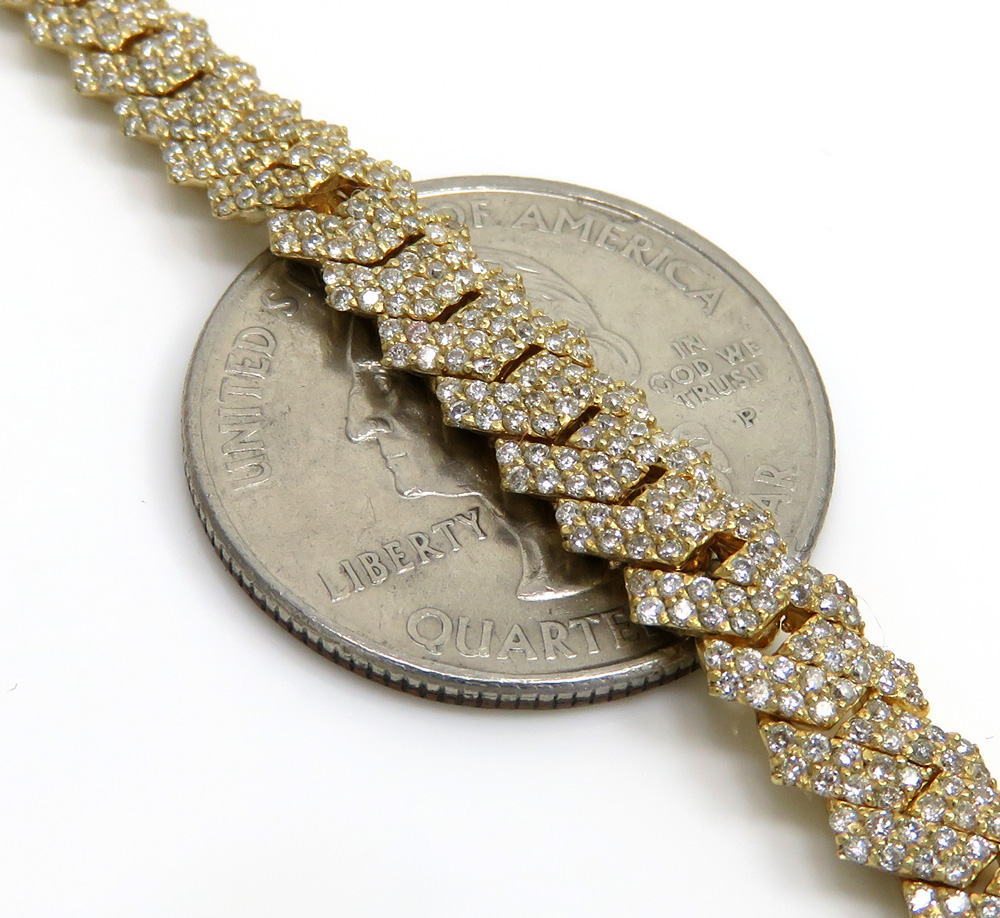 10k yellow white or rose gold diamond miami tight link chain 20-30