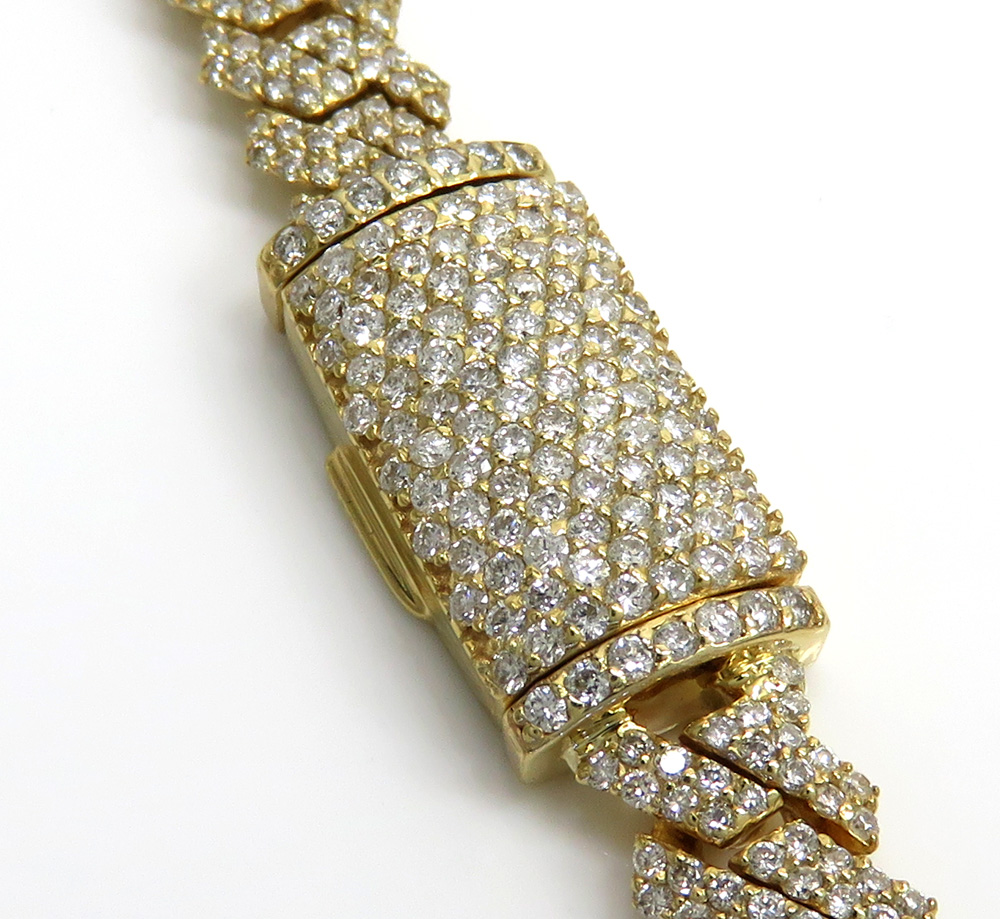 10k yellow white or rose gold diamond miami tight link chain 20-30