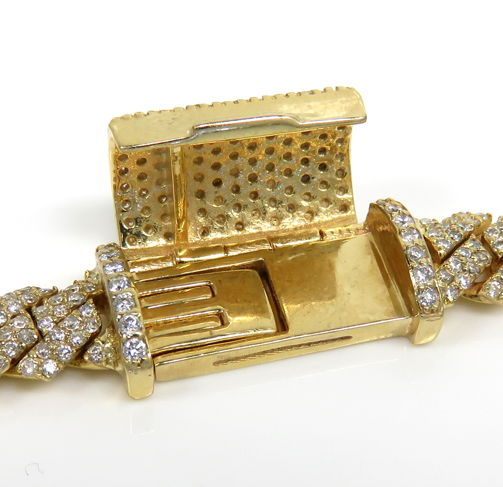 10k yellow white or rose gold diamond miami tight link chain 20-30