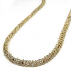 10k yellow white or rose gold diamond miami tight link chain 20-30
