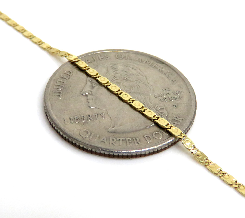 10k yellow gold solid fancy skinny mariner link chain 22-24 inch 1.50mm