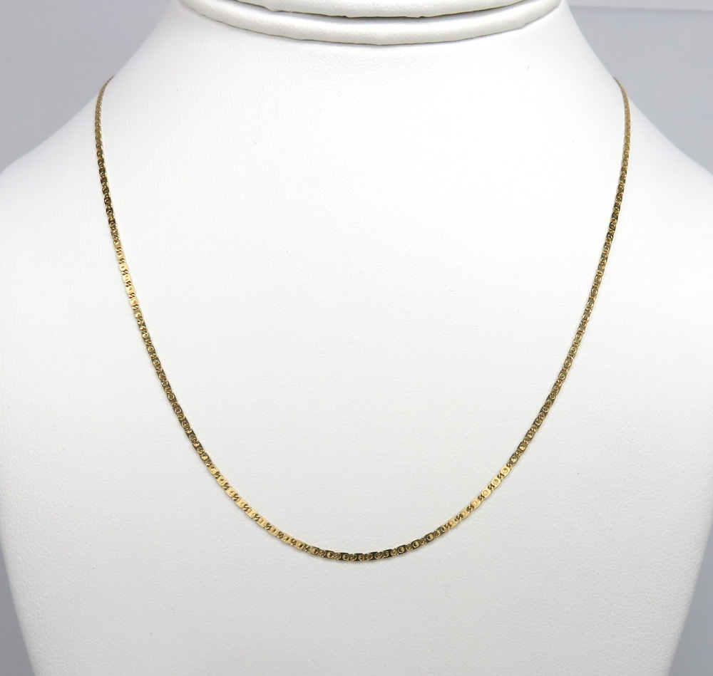 10k yellow gold solid fancy skinny mariner link chain 22-24 inch 1.50mm