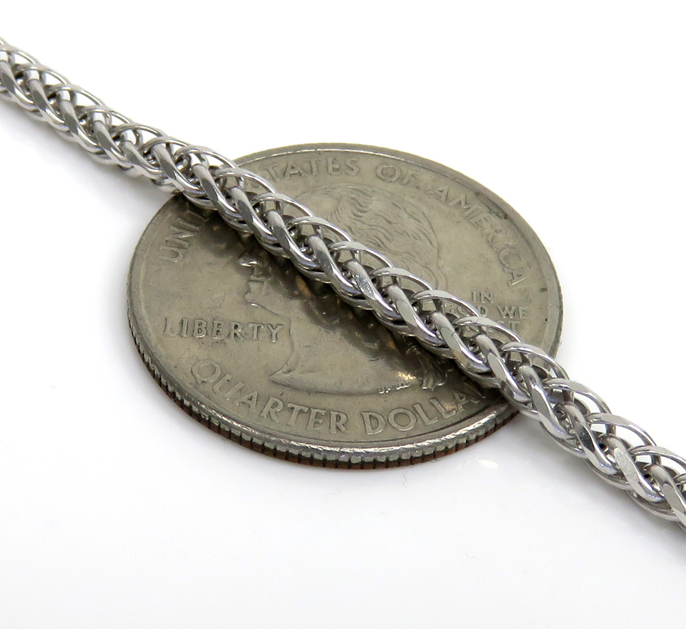14k white gold solid wheat franco chain 30 inch 3mm