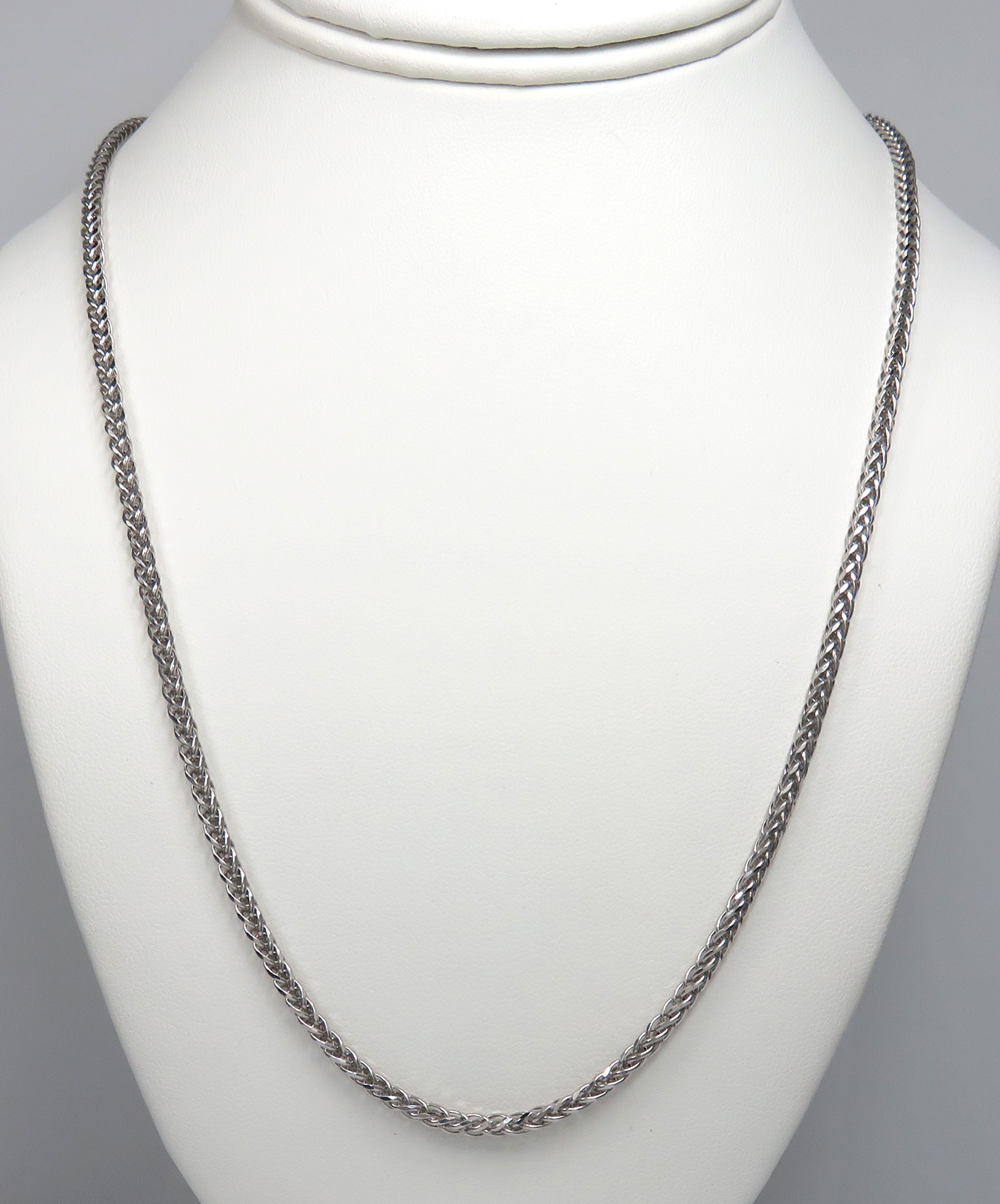 14k white gold solid wheat franco chain 30 inch 3mm