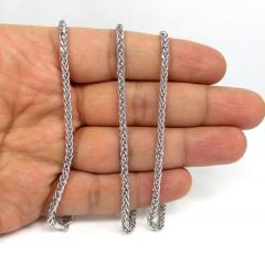 14k white gold solid wheat franco chain 30 inch 3mm