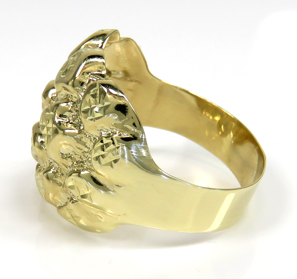 10k yellow gold rounded nugget ring 