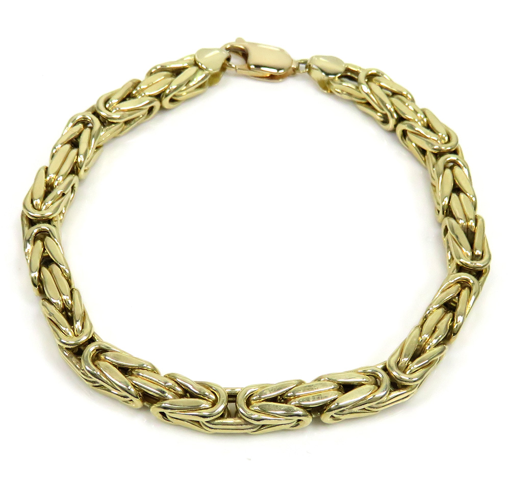14k yellow gold hollow byzantine bracelet 9 inches 6.20mm