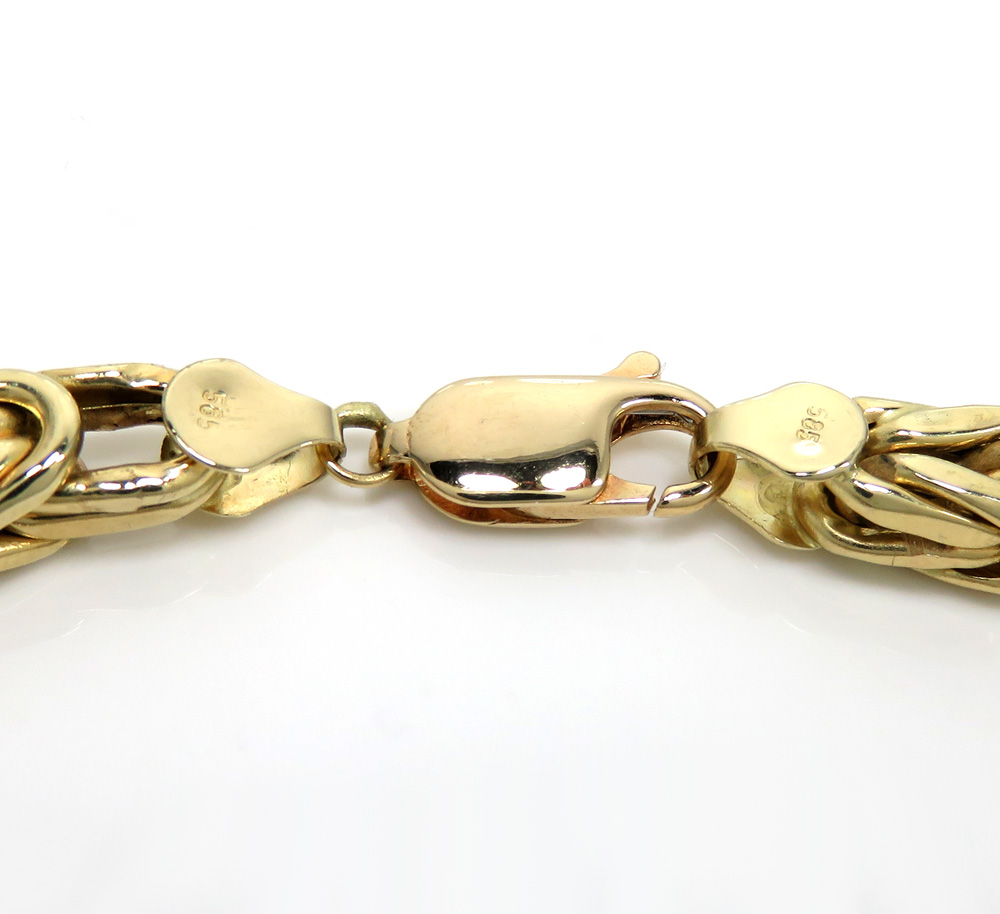 14k yellow gold hollow byzantine bracelet 9 inches 6.20mm