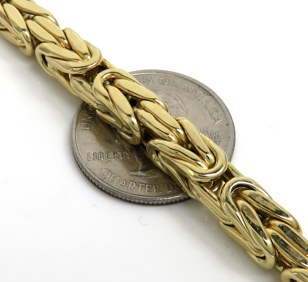 14k yellow gold hollow byzantine bracelet 9 inches 6.20mm