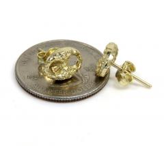 10k yellow gold hollow nugget puffed 7.50mm gucci style link earrings