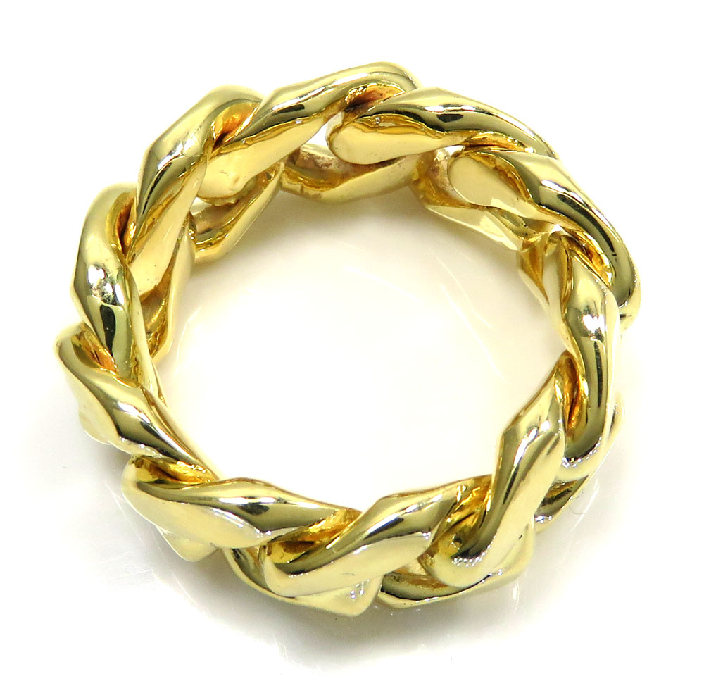10k yellow white or rose gold 11mm solid miami link ring 