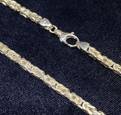 14k yellow gold solid byzantine link chain 20-26