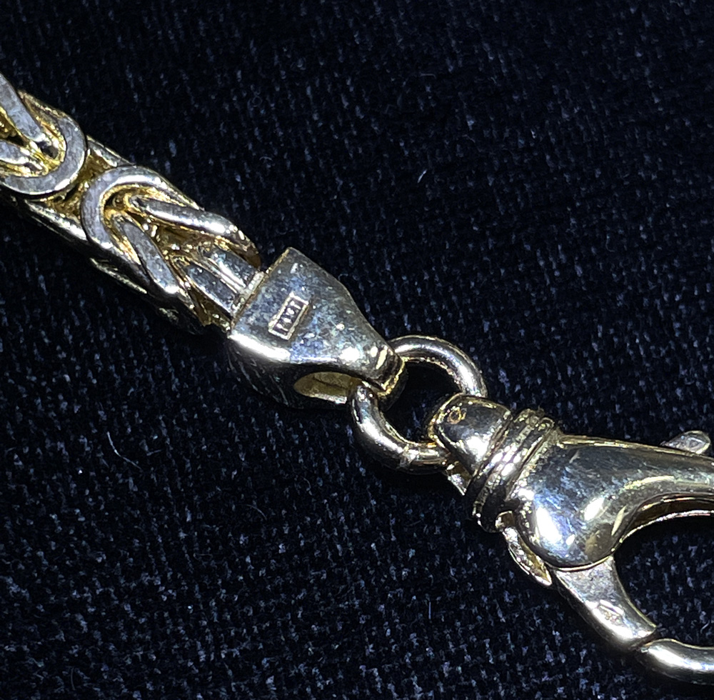 14k yellow gold solid byzantine link chain 22-26