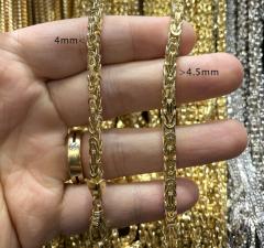 14k yellow gold solid byzantine link chain 22-26