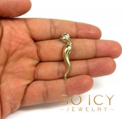 14k gold large solid italian horn pendant