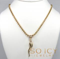 14k gold large solid italian horn pendant