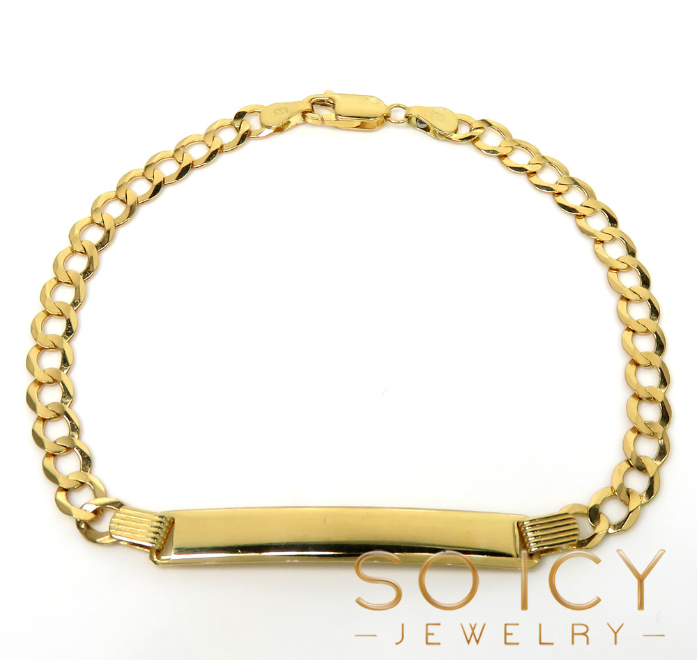 10k yellow gold cuban id bracelet 8.25 inch 5mm 