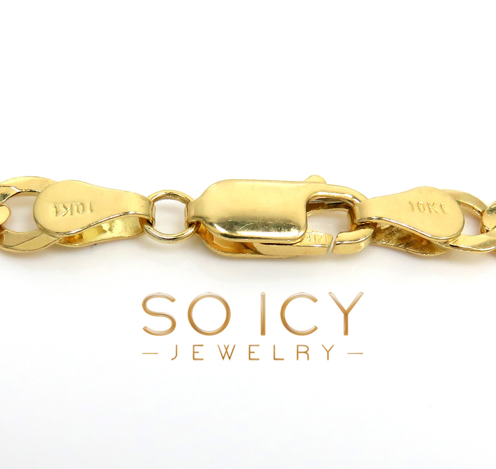 10k yellow gold cuban id bracelet 8.25 inch 5mm 