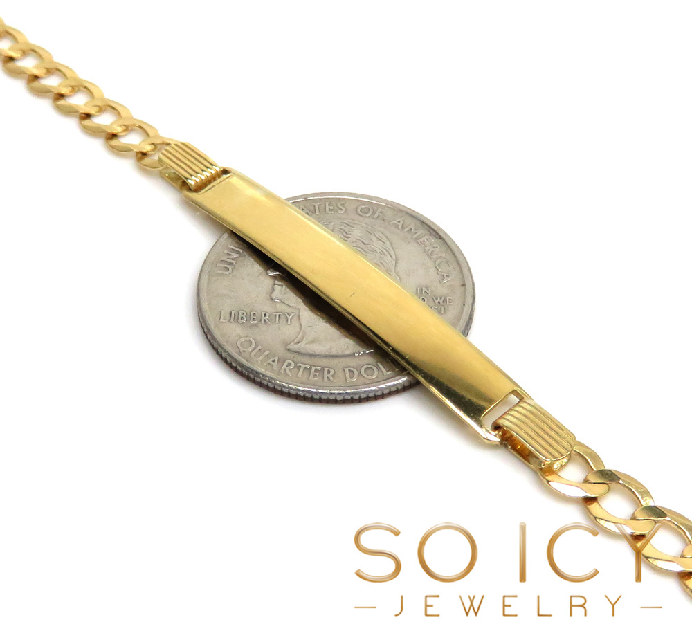 10k yellow gold cuban id bracelet 8.25 inch 5mm 
