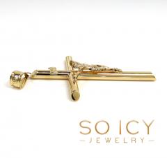 14k yellow gold large jesus tube cross pendant 