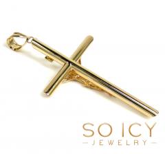 14k yellow gold large jesus tube cross pendant 