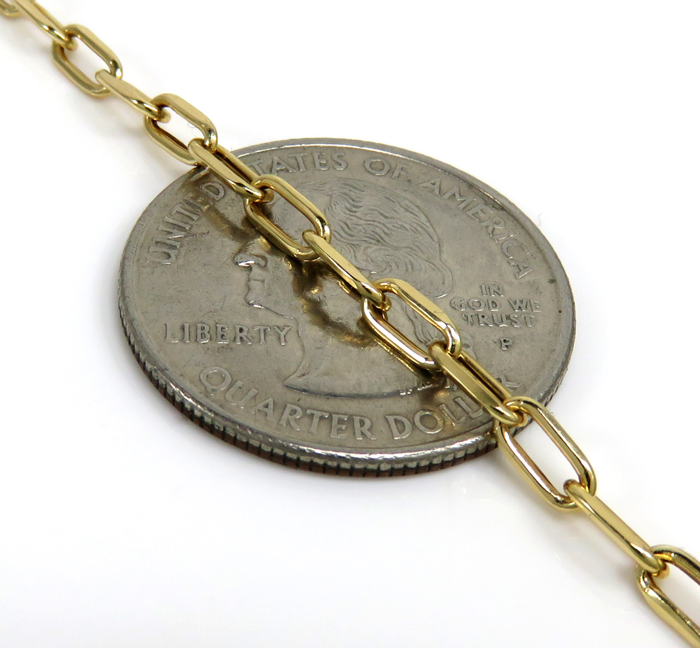 10k yellow gold hollow paper clip chain 16-18 inch 3mm