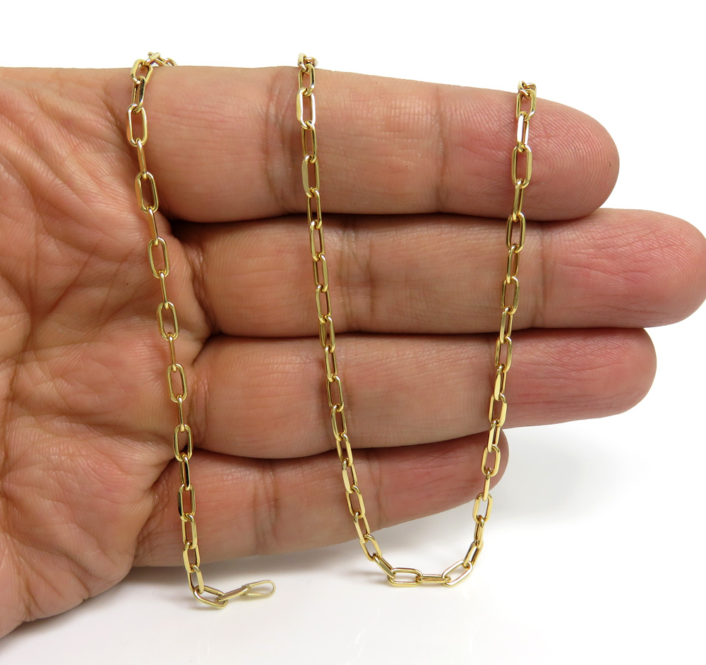 10k yellow gold hollow paper clip chain 16-18 inch 3mm - Image 4