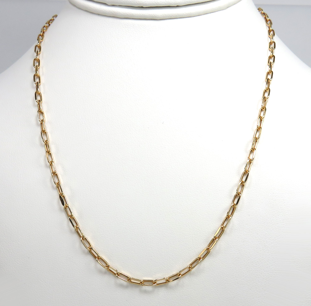 10k yellow gold hollow paper clip chain 16-18 inch 3mm