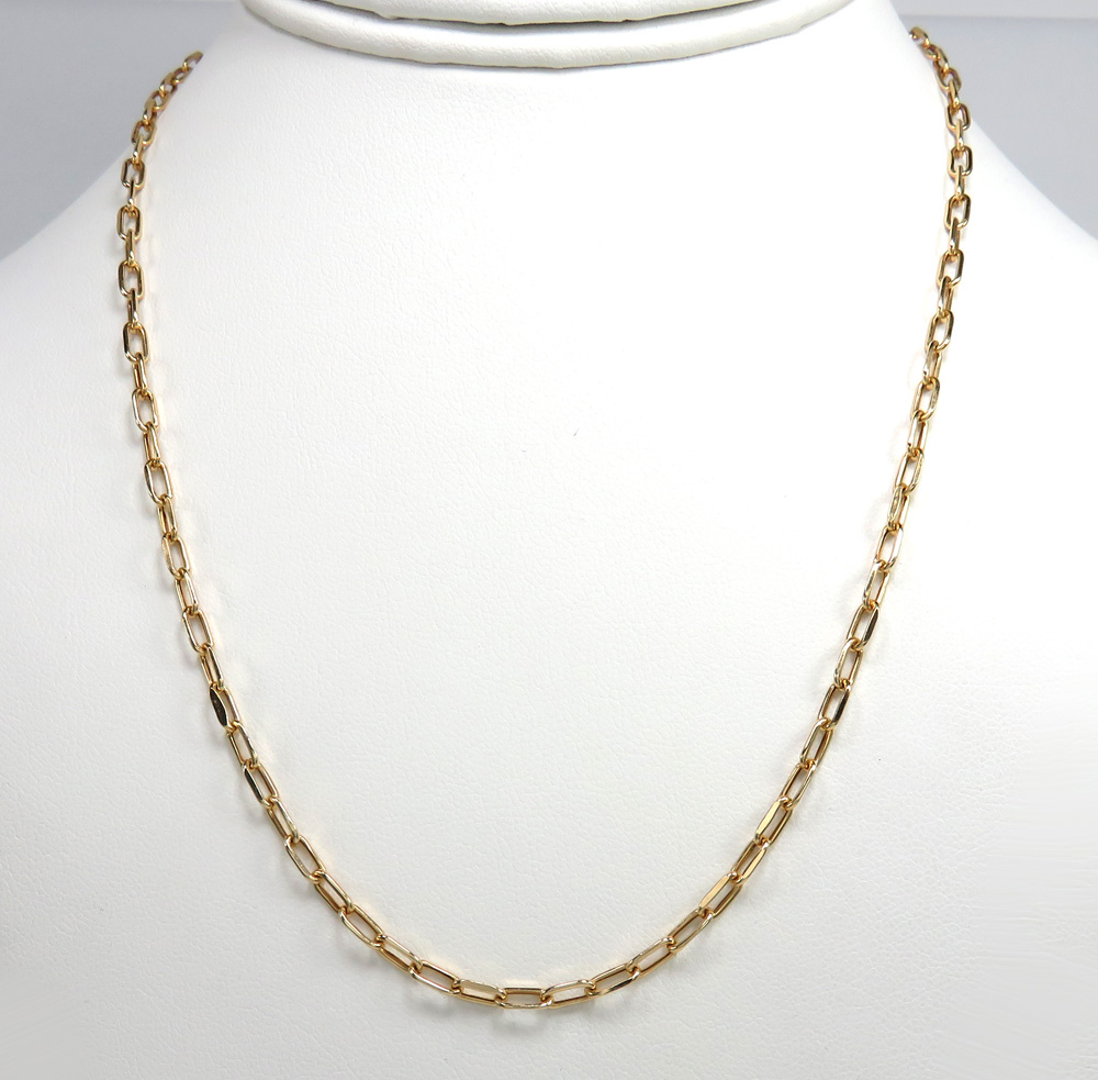 10k yellow gold hollow paper clip chain 16-18 inch 3mm - Image 5