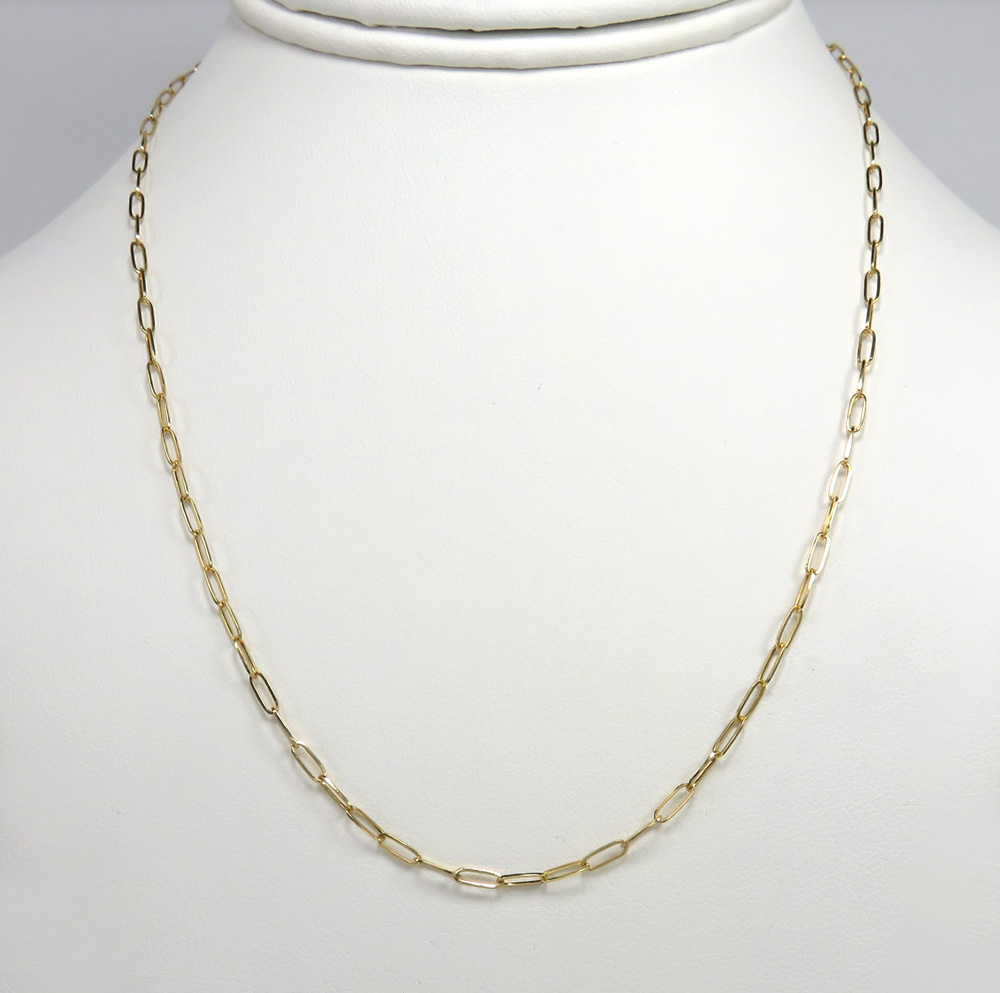 10k Yellow Gold Solid Paper Clip Chain 16-18 Inch 2mm