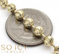 10k yellow gold moon cut bead link chain 18-26 inch 5mm