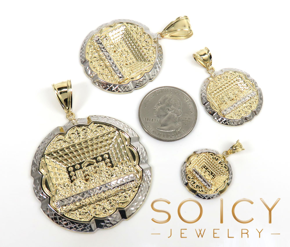 10k yellow gold small-xl jesus apostles last supper pendant 