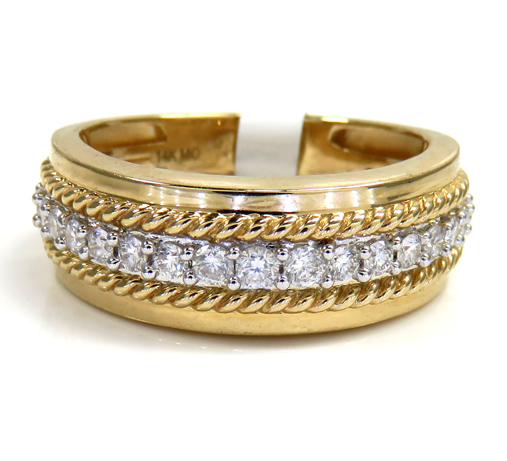 14k yellow gold filigree diamond wedding band ring 0.54ct - Image 2