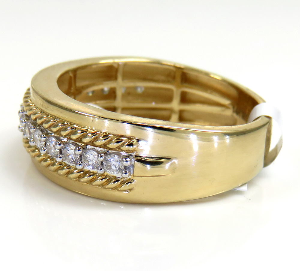 14k yellow gold filigree diamond wedding band ring 0.54ct - Image 3