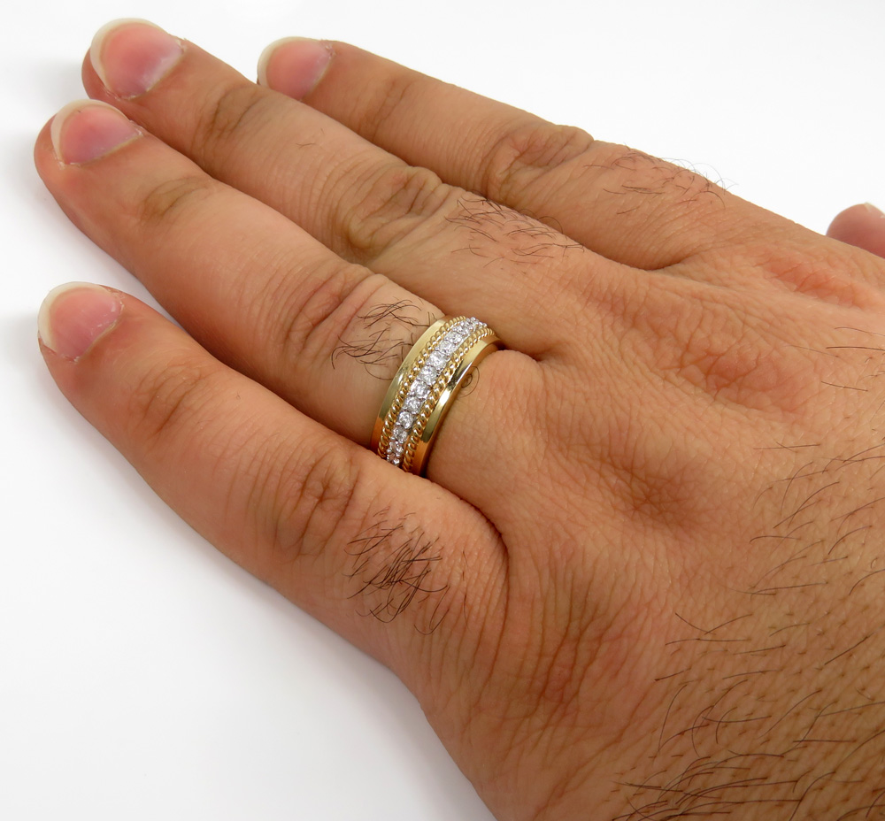 14k yellow gold filigree diamond wedding band ring 0.54ct - Image 5