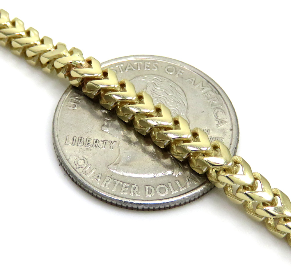 14k yellow gold semi hollow box franco chain 20-22 inch 3.70mm