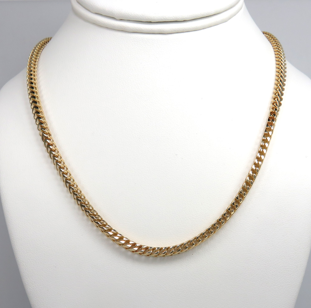 14k yellow gold semi hollow box franco chain 20-22 inch 3.70mm