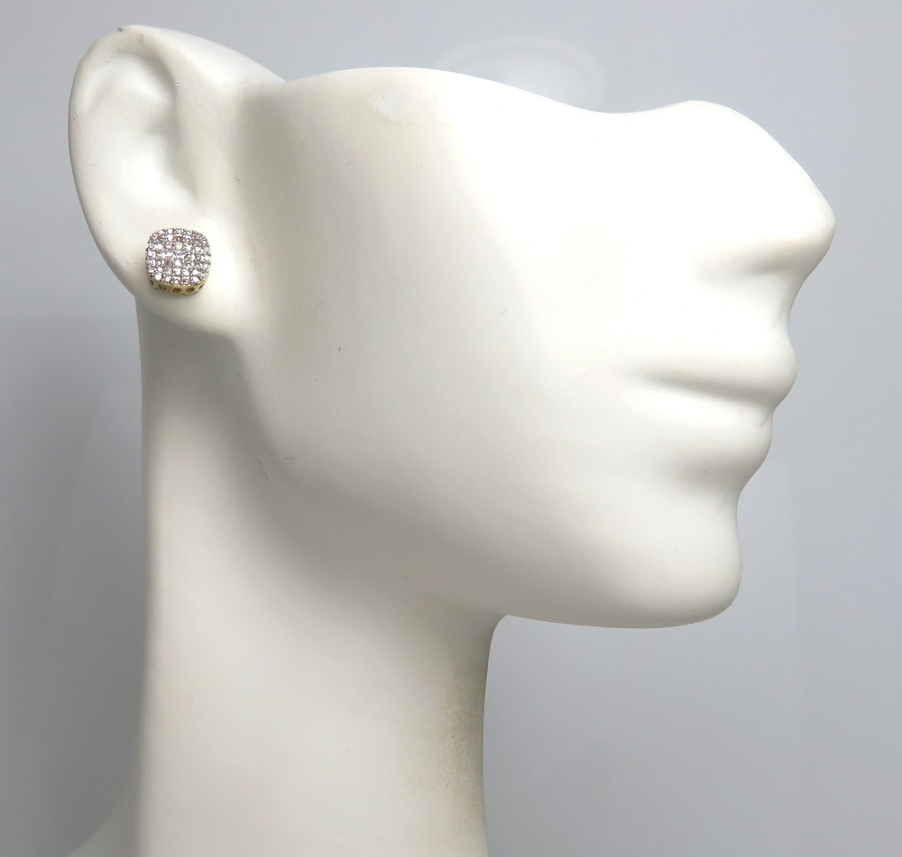 10k yellow gold diamond 7mm rounded cube earrings 0.34ct