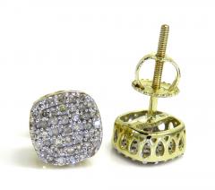 10k yellow gold diamond 7mm rounded cube earrings 0.34ct