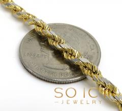 14k two tone gold diamond cut solid rope chain 20-26 inch 4mm