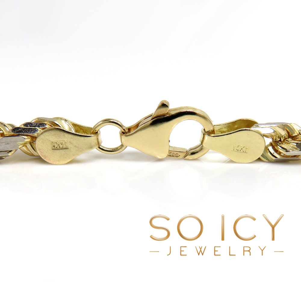 14k two tone gold diamond cut solid rope chain 20-26 inch 6mm - Image 3