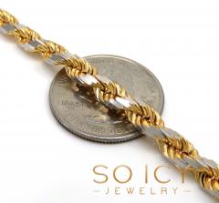 14k two tone gold diamond cut solid rope chain 20-26 inch 6mm 